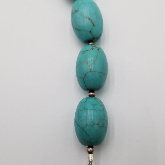 JRI Mexico Turquoise and sterling silver .925 beaded necklace 18" length - Picture 3 of 6